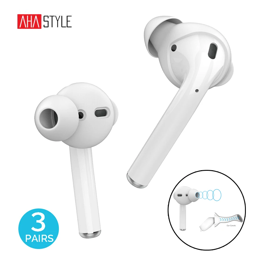 AhaStyle 3 Paia di Auricolari In Silicone di Coperture Caso per Apple AirPods di Stoccaggio Gancio Del Sacchetto + Anti-Slip Auricolari per earPods Accessori