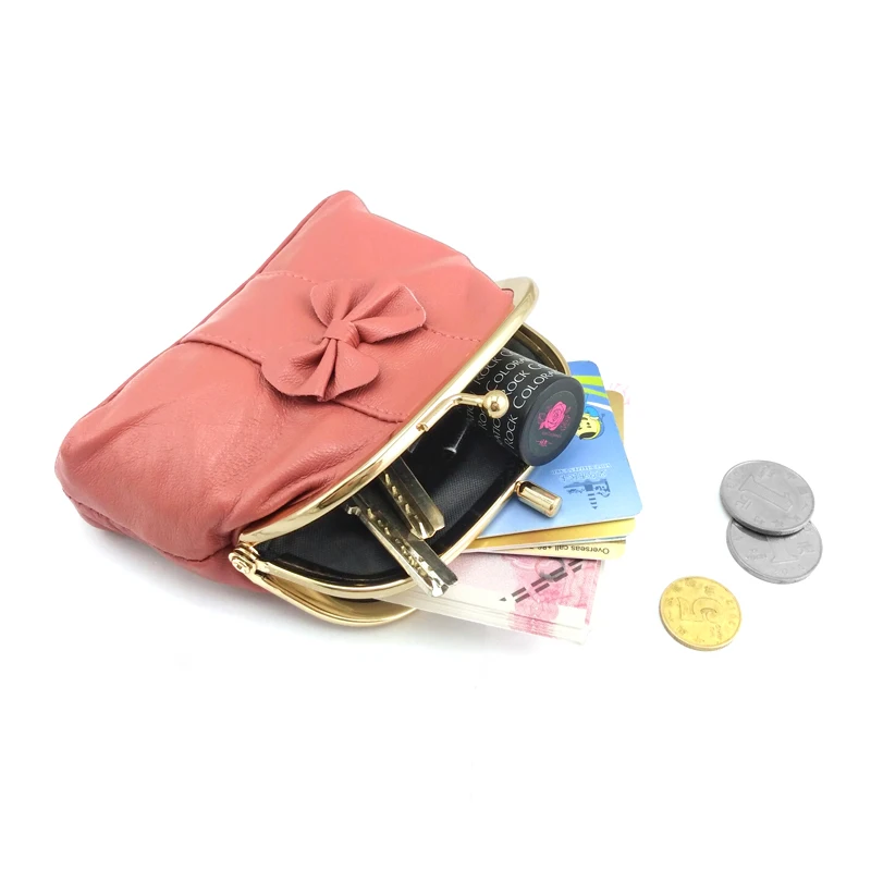 BELLO TUTTI Genuine Leather Coin Purse Women Mini Purse Teen Girls Cute Wallet Metal Frame Change Purse Card Holder Wallet Bag