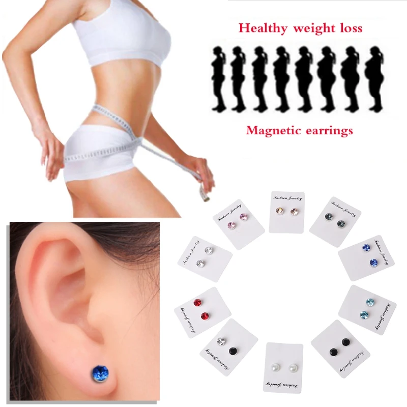 2Pcs Weight Loss Earrings Healthy Stimulating Acupoints Stud Magnetic Therapy Health Care Slimming Tool Drop Shipping