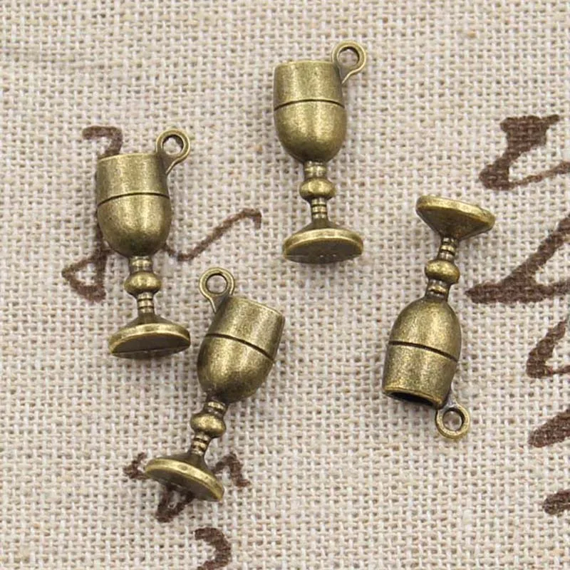 15pcs Charms Wine Glass 20x7x5mm Antique Making Pendant fit,Vintage Tibetan Bronze Silver color,DIY Handmade Jewelry