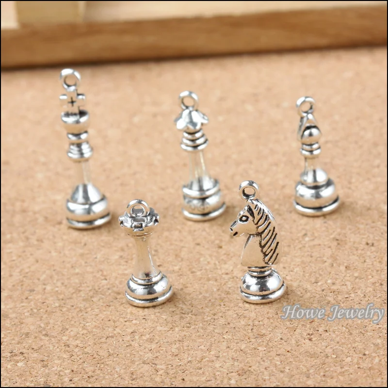 

120 pcs Vintage Charms International chess Pendant Antique silver Fit Bracelets Necklace DIY Metal Jewelry Making 20126