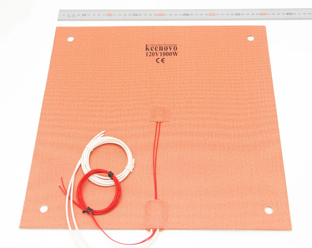 KEENOVO Silicone Heater Pad 400x400mm for Creality CR-10 S4 3D Printer Bed w/Screw Holes, Adhesive Backing & Sensor