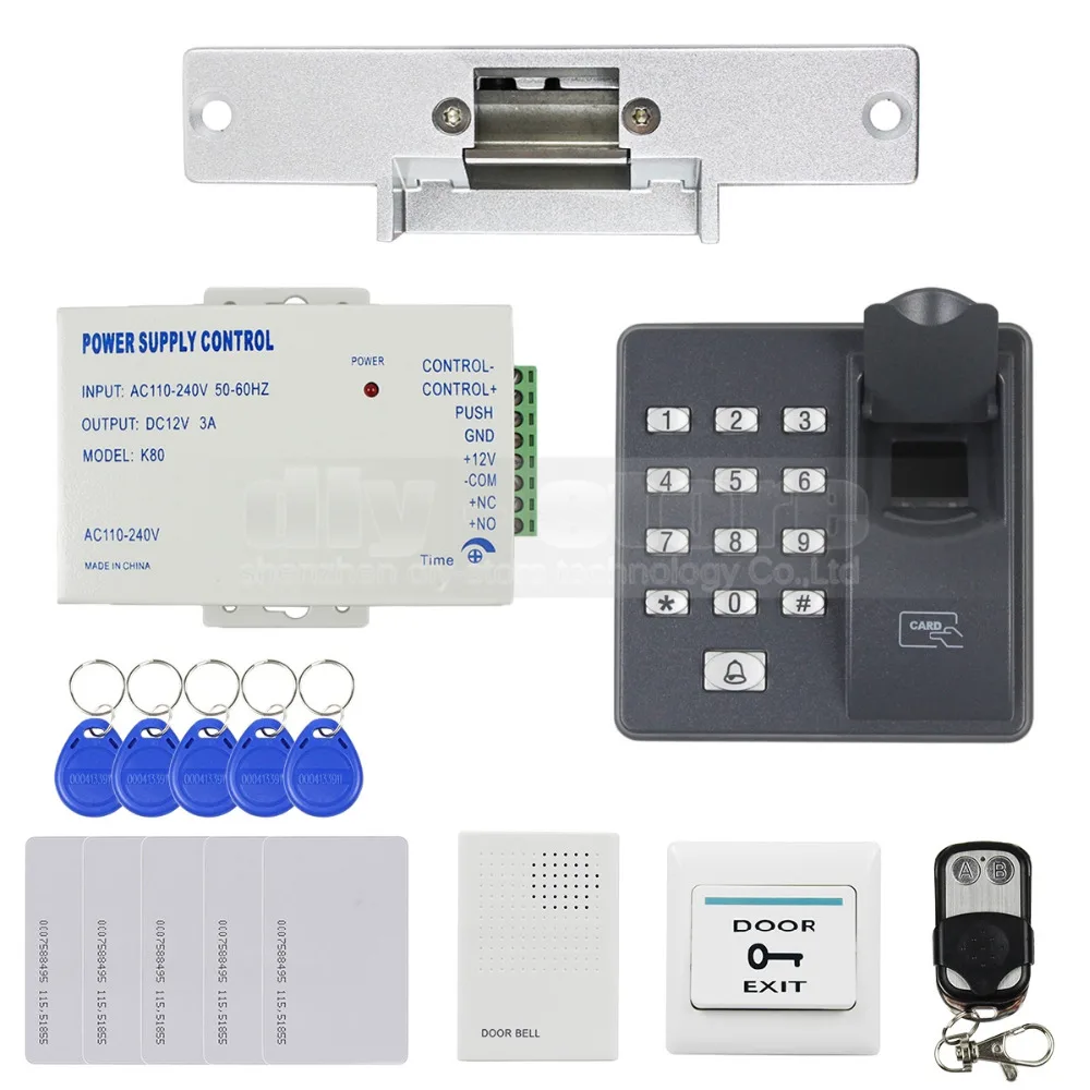 

DIYSECUR Biometric Fingerprint RFID 125KHz Password Keypad Door Access Control System Kit + Strike Lock