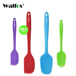 WALFOS Set of 4 Heat Resistant Silicone Cooking Tools Non-Stick Spatula Spoon Turner Accessories Baking Tools Kitchen Utensils