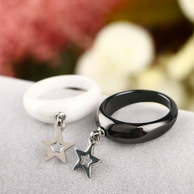 316 Stainless Steel Star Rings for Women Vintage Wedding Ceramic Ring  Midi Finger Anillos Mujer Irregular Personality Jewelry