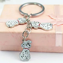 Dalmatian dog pendant key chains for men women white gold color metal alloy pet bag charm car keychain key ring holder keyring