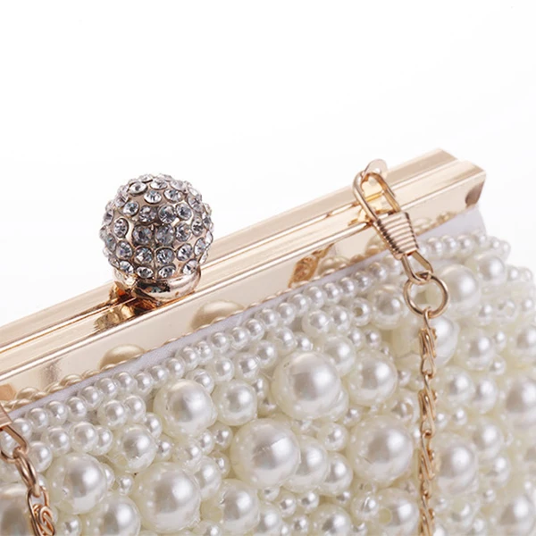 Evening Wedding Clutch Handbag Pearl Bag Dress Dinner Bag Small Purse Bridesmaid Handbag White