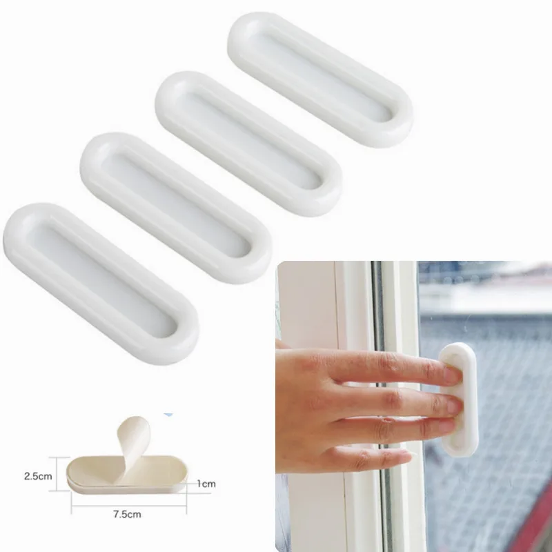 4Pcs Multi-purpose Door and Window Strong Adhesive Auxiliary Handle Self-Stick Instant Cabinet Drawer Mini Handle