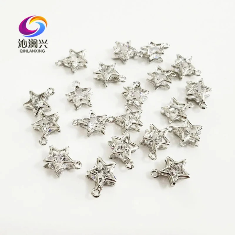 

New!! 20pcs/pack Silver bottom Zircon Pendant,sew on stones for Diy/Necklace/jewelry accessories SWZY00