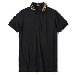 High New 2019 Men Embroidered Yellow Tiger Collar Fashion Casual Polo Shirts Shirt Skateboard Cotton Polos Top Tee S-2XL #H13