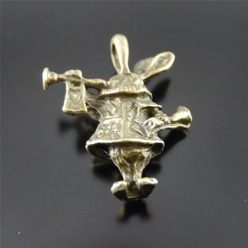 12pcs Antique Bronze Charms Rabbit Pendant Jewelry Findings Necklace Accessories Key Chain Decoration Lovers Gifts 22*21*7mm