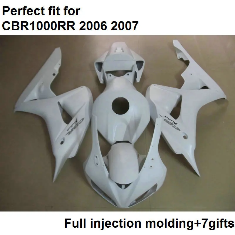 100% fit for Honda injection molding CBR1000RR 2006 2007 classic white fairings kit CBR 1000RR 06 07 NV06