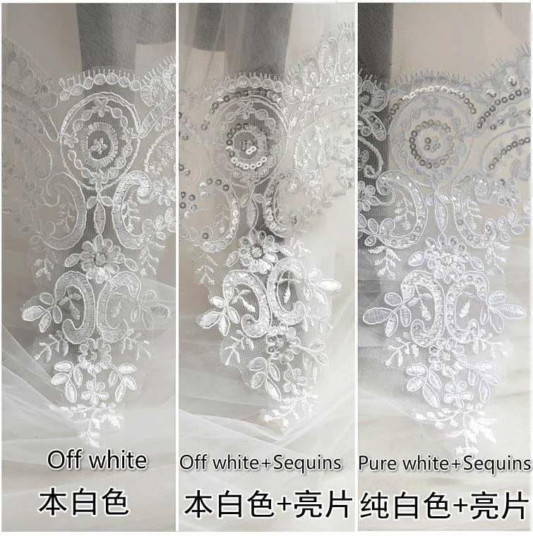 3 Yards/Lot 14 Farben Auto Knochen Stickerei Stoff Pailletten Spitze Trim Für Handgemachte DIY Kleidung Hochzeit Kleid Schleier 24CM Zubehör – Detail 2