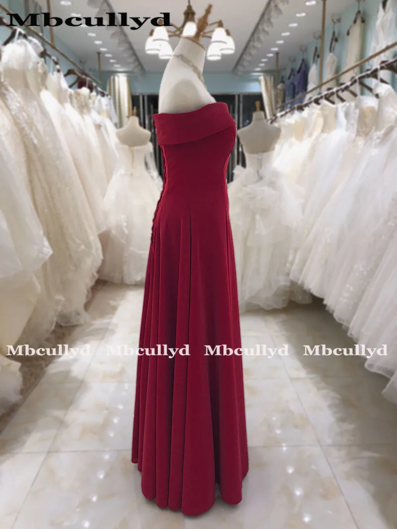 Mbcully Burgundy Long Bridesmaid Dresses For Women 2023 Strapless Satin Party Dress Maid Of Honor Formal Girls Vestido Longo