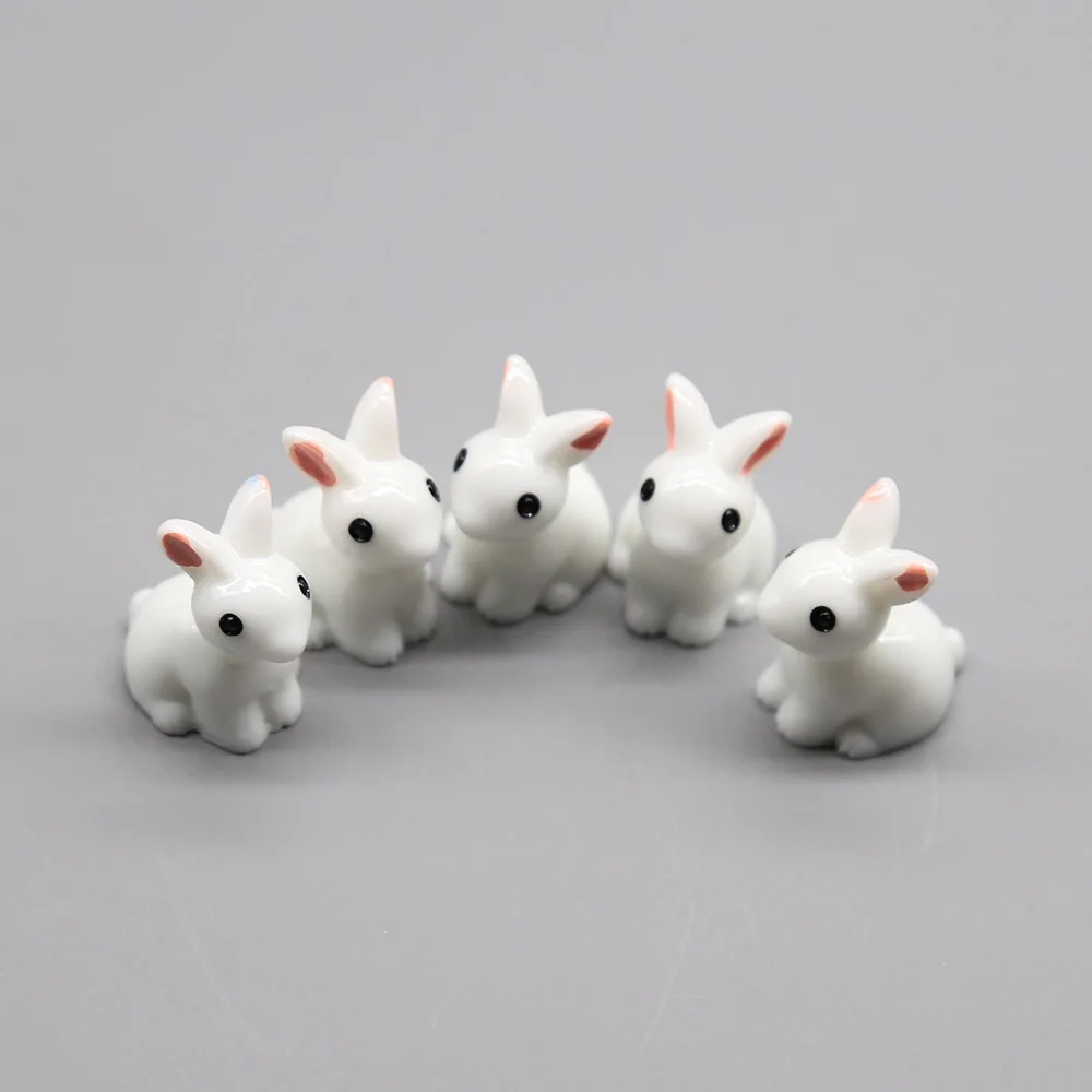 5pcs Cute Mini Chick Rabbit Cow Sheep Animal Micro Fairy Garden Miniature Terrarium Succulent Decoration Ornaments Accessories