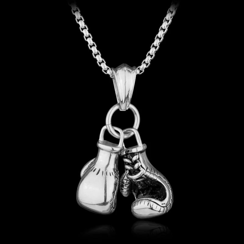 Hip Hop  Couple Biker Boxing gloves design Pendant Necklace Gold Silver Color boxing glove charm Jewelry initial necklace