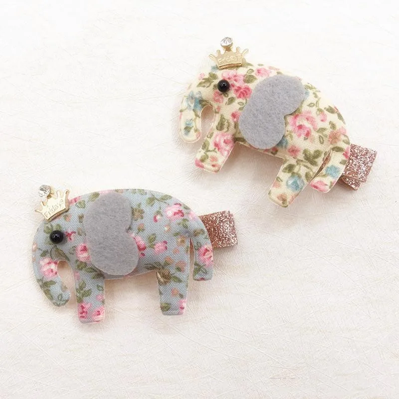 Boutique 15pcs Fashion Cute Floral Elephant Hairpins Solid Glitter Gemstone Crown Animal Hair Clips Princess Hair Accessories