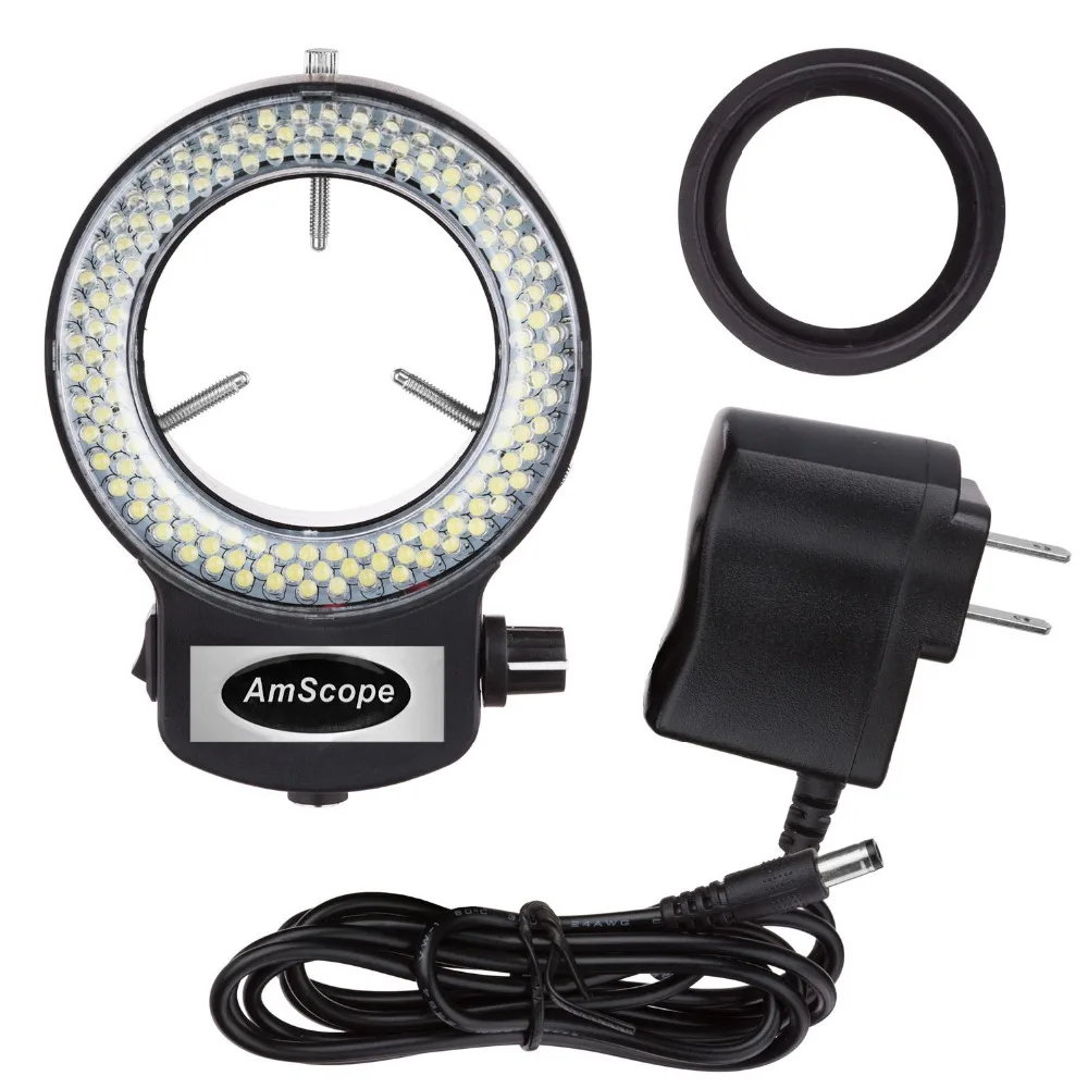 

AmScope 144 LED Adjustable Compact Microscope Ring Light + Adapter Black Finish