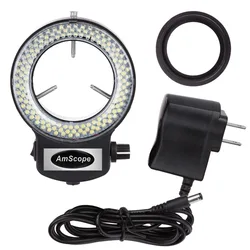 AmScope 144 LED Adjustable Compact Microscope Ring Light + Adapter Black Finish