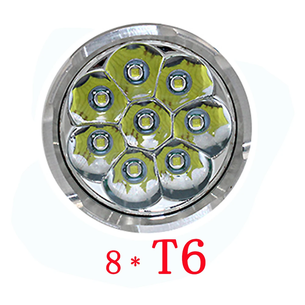 Powerful 8500LM 8x  XM-L T6 LED Flashlight flashlamp 3 Modes Torchs Lantern Flash Light +4x18650 Battery +Charger