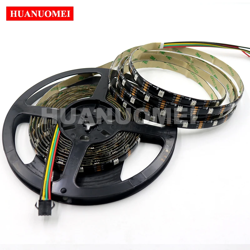 5V 48LEDs/M APA102 Magic Color RGB LED Pixel Strip 5050 SMD Digital Flexible Black PCB Outdoor IP65 Waterproof Ribbon Tape Light