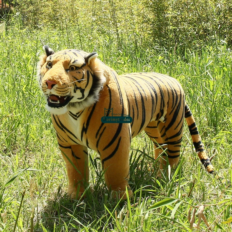 Dorimytrader 110cm Huge Simulated Forest Animal Tiger Plush Toy 43'' Large Stuffed Tiger Doll Decoration Teaching props DY60728