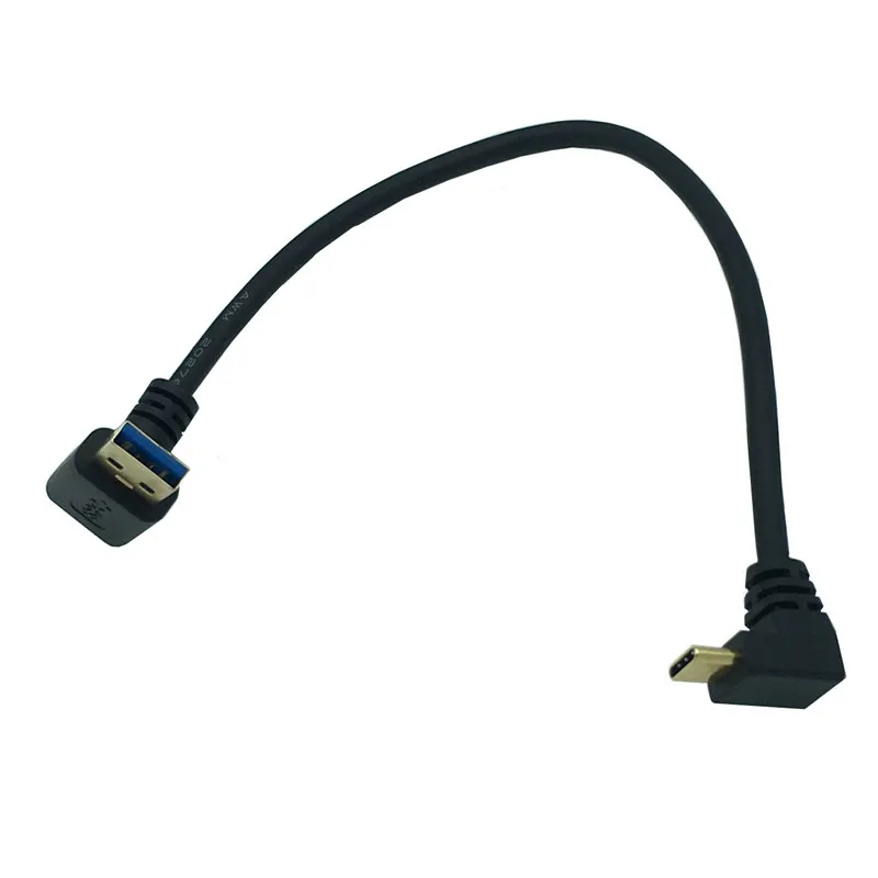 USB 데이터 동기화 및 충전 케이블 커넥터, 90 도 상하 각도 USB 3.0 수-USB3.1 C타입 수