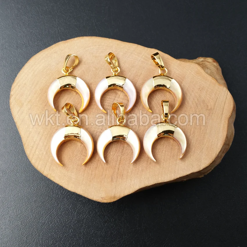 

WT-P961 Small Size 20mm Shell Pendant For Bracelets Making Natural Horn Accessories With Single Loops Wholesale