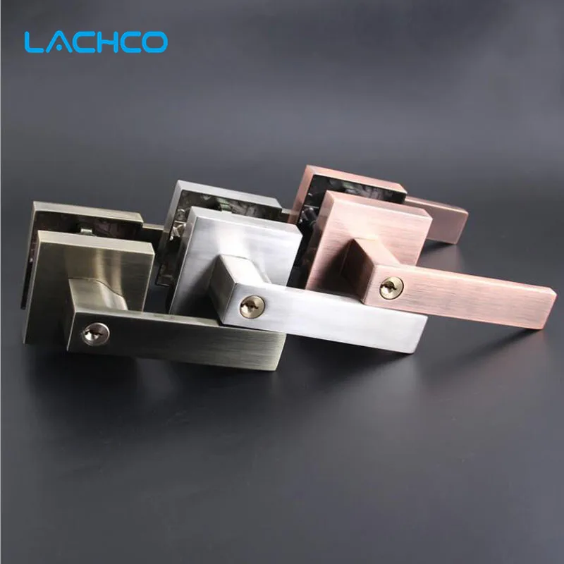 

Security Door Lock With Key Safe Lock Satin Nickel Door Handles Entrance Locker Brass DL19007