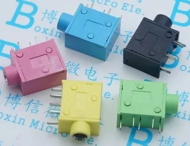 10PCS PJ-215 PJ-325 3.5MM Headphone jack socket female connector for Audio video 5PIN RED BLACK BLUE YELLOW GREEN