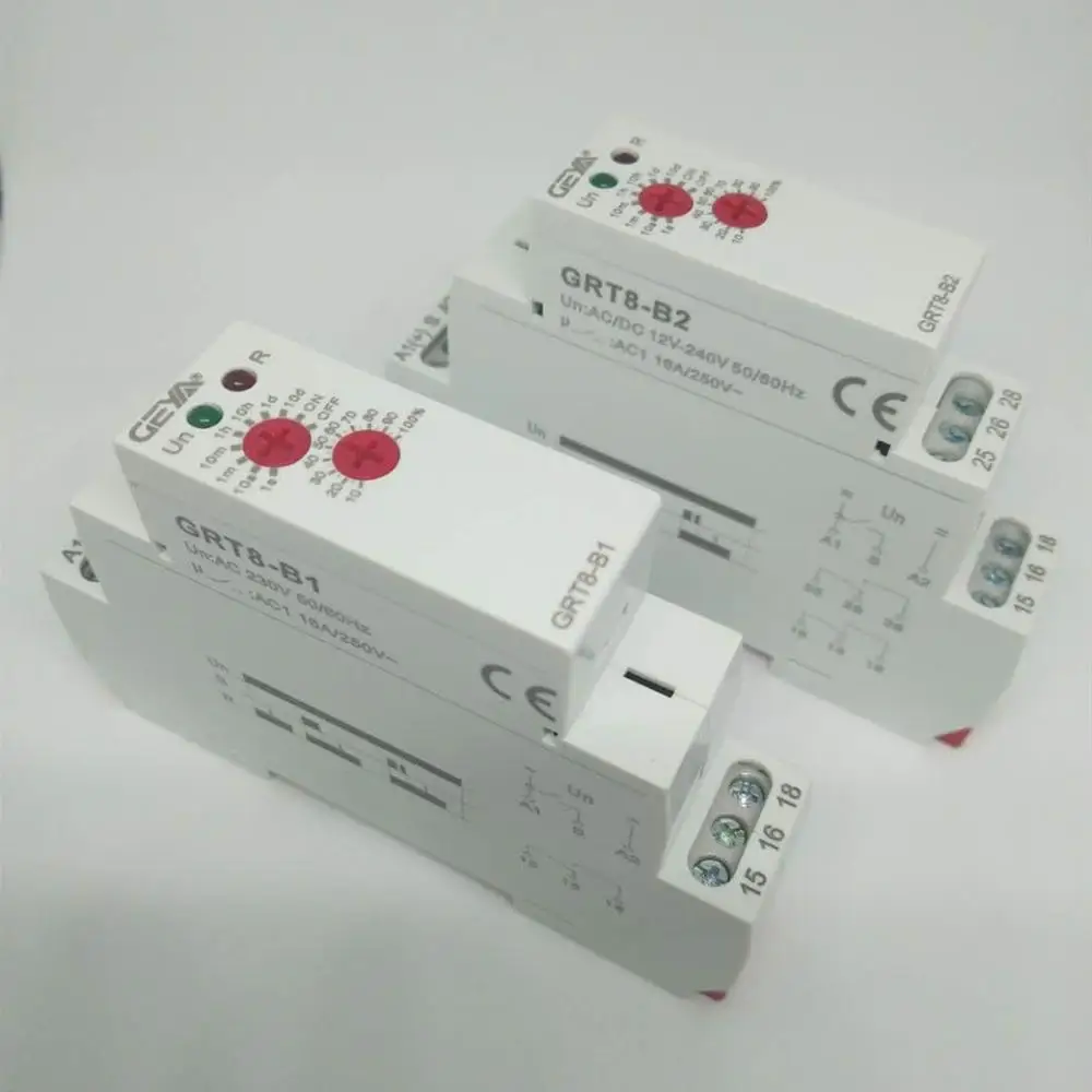 1pcs DIN Rail 16A 12V 24V 220V SPDT Delay OFF Timer GRT8-B AC230V or AC/DC12-240V Power Off Delay Time Relay