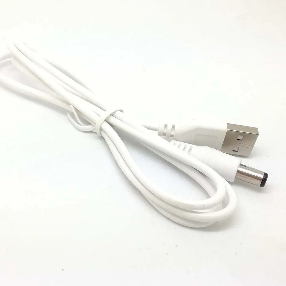 new white PC Laptop USB Male to 5V DC 5.5mm x 2.1mm Barrel Connector Power Cable charger cable