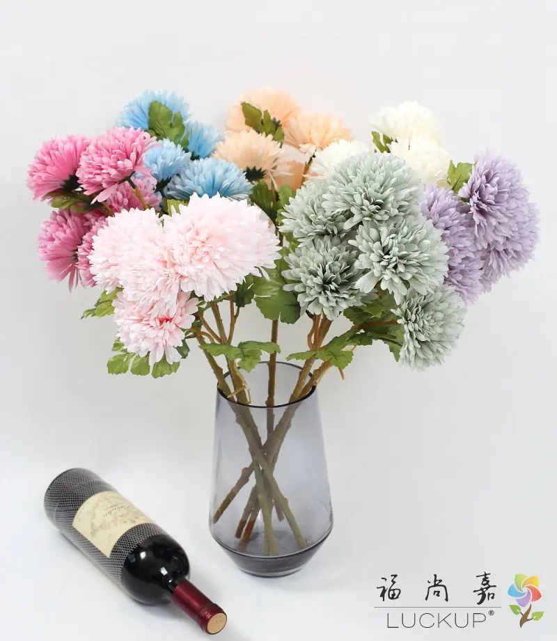 1 PCS Beautiful 5 Flower heads Artificial Chrysanthemum Flower Branch Home Decoration Gift 7 Colors Available F529