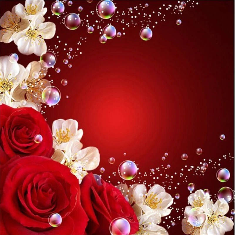 

beibehang Warm red roses wedding Tv background 3d wallpaper mural Customize papel de parede photo roll butterflies wall murals