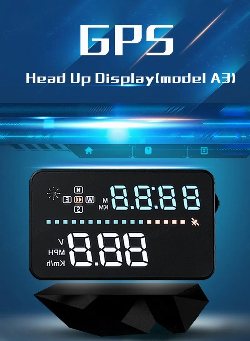 

A3 3.5 inch screen Head Up Display Speeding Warning Brand new Interface Satellites Time hot sale GPS Hud With OBD