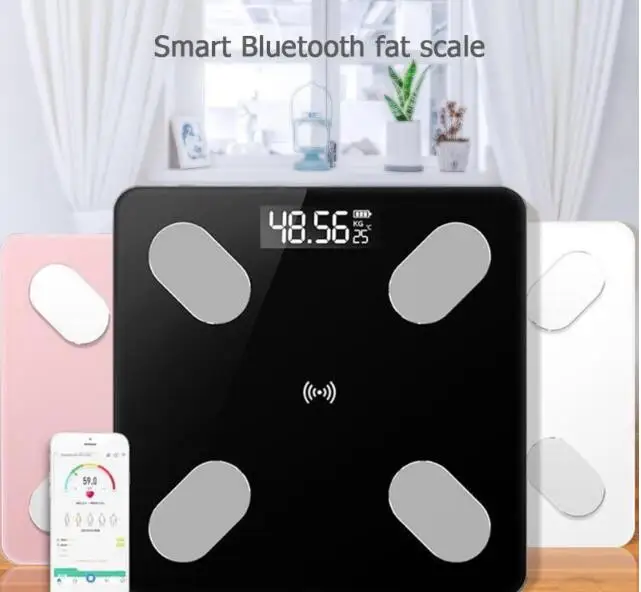 LCD Digital Body Index Fat Scale Electronic Smart Voice Bluetooth APP Electronic Scales for Apple/IOS Bathroom Household Balance