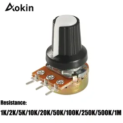 Potentiometer knopf 10K 1K 100K 5K 50K OHM WH148 3Pin 15mm Welle mit Mutter 3 Terminal Linear Taper Rotary B10K für Arduino diy kit