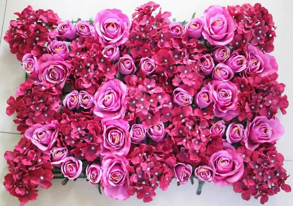 SPR Free Shipping-plum/hot pink-5pcs/lot Artificial silk rose flower wall wedding background lawn/pillarmarket decoration