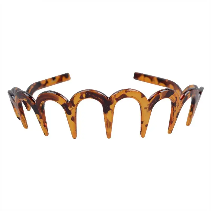 Stable Brown Acrylic Headband U Shape Headband Sharks Tooth Hair Comb Hair Tiara Jewelry Headwear Gift for Girls Women