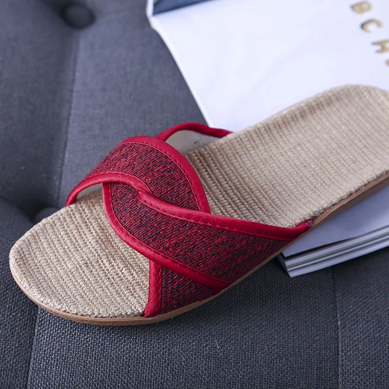 2023 Summer Flats Shoes Woman Casual Sneakers Flat Home Slippers Beach Linen Sandals Flip Flops intersect Women Indoor Slipper