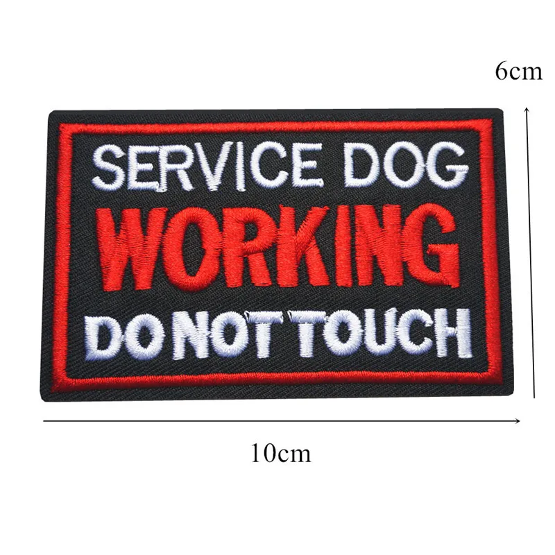 10x6CM Embroidery Sew Iron On Patches Letters Working Service Dog Black Red Badges For Dress Bag Jeans Hat T Shirt DIY Appliques