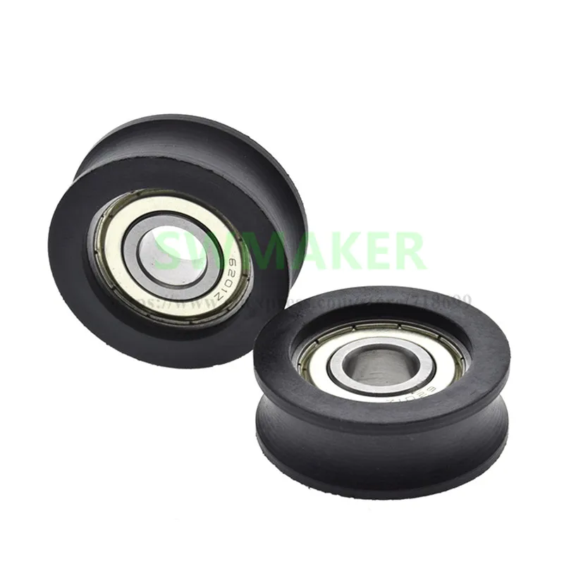 1pcs 12*43*15.5mm 6201zz U-groove 16mm track guide wheel, nylon, elevator over-wire guide wheel