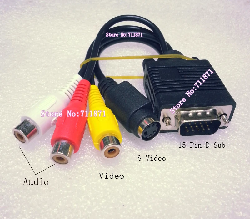 Cabo de monitoramento preto 15p, vga d-sub rca s-video vga para rca s-video conector 15p vga d-sub macho para rca * 3 s-vídeo fêmea