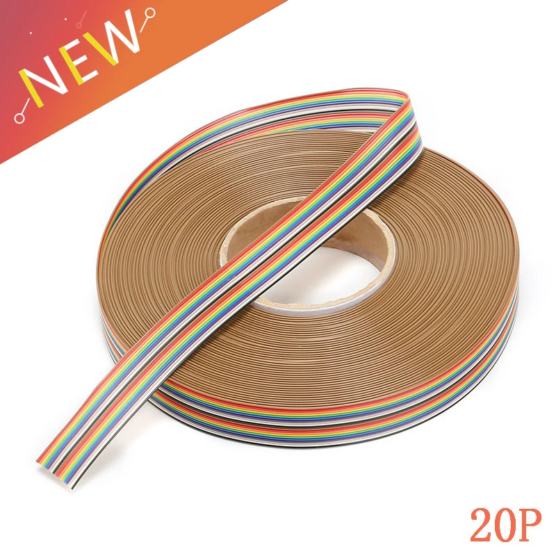 5M 1.27mm 20P DuPont Cable Rainbow Flat Line Support Wire Soldered Cable Connector Wire