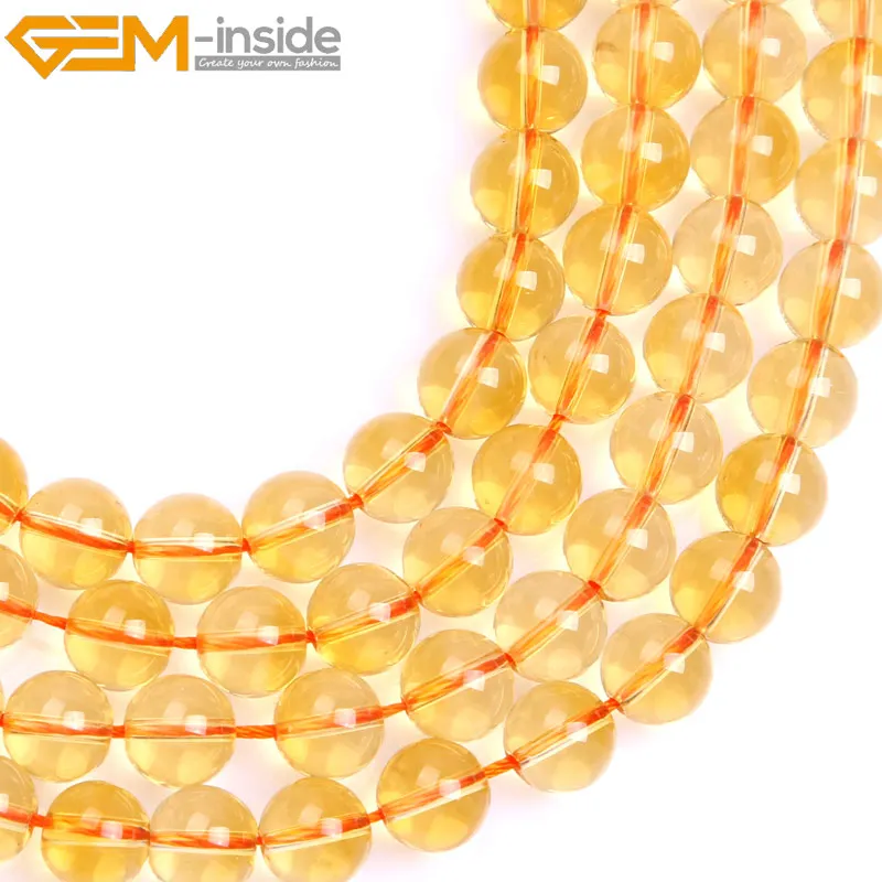 Yellow Citrines Clear Crystal Quartzs Round Shape Loose Bead For Jewelry Making Beads DIY Bracelet Necklace15\