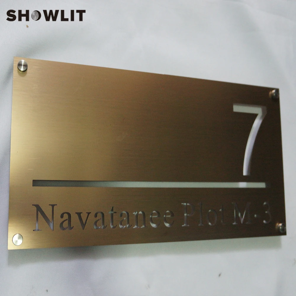 Steel Gold  House Sign Laser Cutting Hollow Door Plaques Custom Size Available