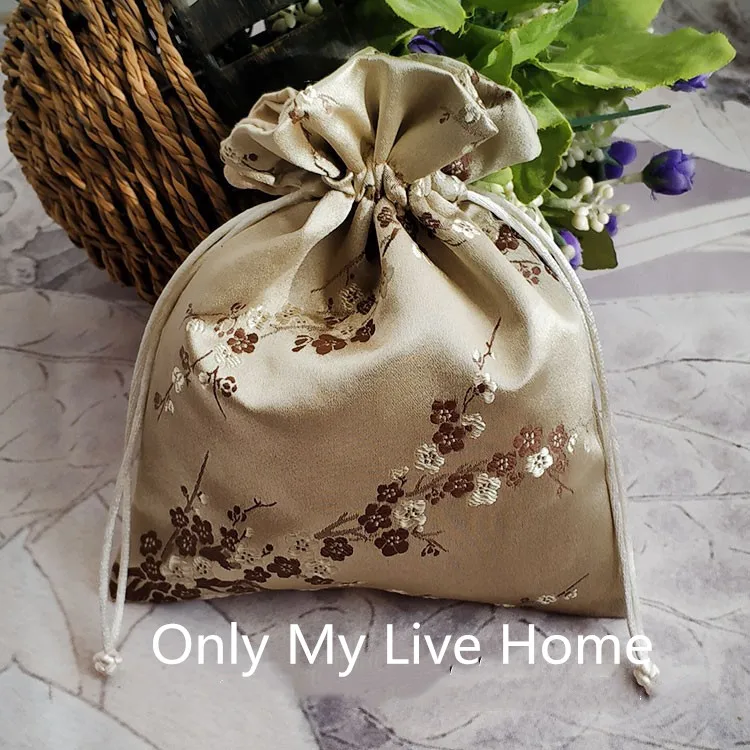 3 size Large Chinese knot Silk Brocade Jewelry Pouch High End Luxury Drawstring Jewellery Gift Pouches Suede Lined Storage Bags