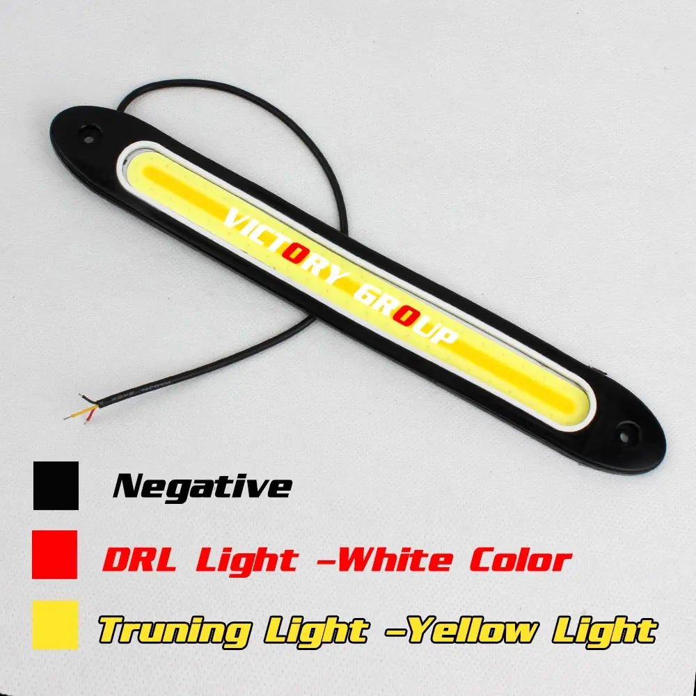 LED DRL Flexible Cars Daytime Running Light Waterproof COB White Color Day Light + Yellow ColoFog Light Turning Signal 12v 20w
