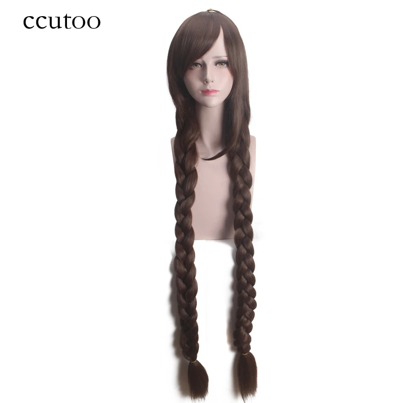 

ccutoo 120cm Brown Long Straight Braid Styled Synthetic Hair Heat Resistance Cosplay Full Wigs