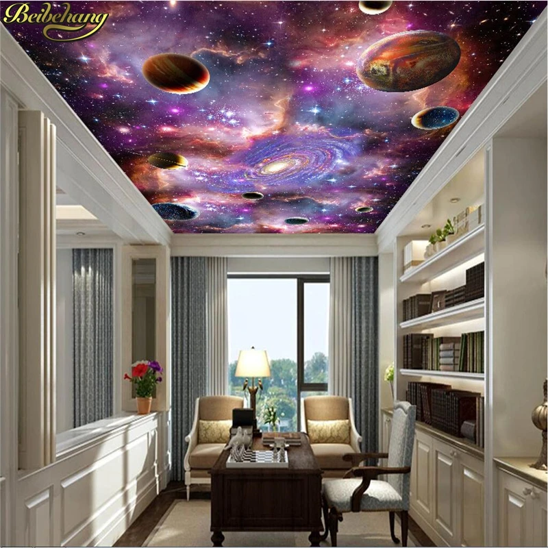 

beibehang Custom photo wall paper murals cosmic stars galaxy 3D ceiling ceiling fresco wallpaper for walls 3 d papel de parede